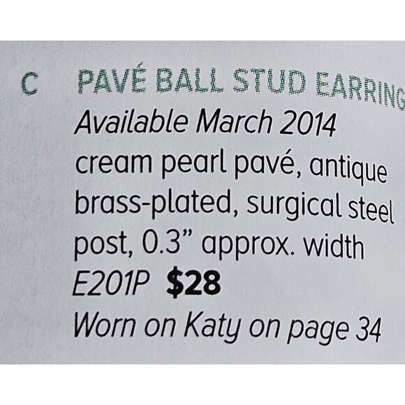 Chloe + Isabel Pave Ball Stud Earrings E201P Cream Pearl Antique Brass-Plated - Picture 5 of 5